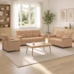 Sofa Sofos komplektas 3 vnt. Kapučino Dirbtinė oda