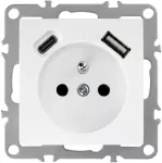 Toolight Viengubas Lizdas Su Įžeminimu + Usb-a Usb-c Oste Jnh004-g Baltas
