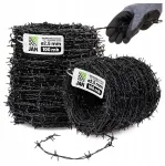 Dvi gyslų dygliuota viela Oc Pvc fi 2,5 mm, 100 m ritė, juoda, apsauga laukams ir sodams