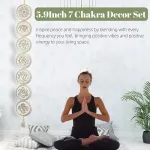 Plakatas Felenny 15 cm 7 čakra dekoratyvinis rinkinys, medinis sienų menas, geometrinė sienų dekoracija, septynių čarkų dekoras, jogos meditacijos sienų dekoras miegamajam, namų apartamentams