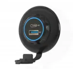 Usb Pd3.0 Qc3.0 montuojamas įkroviklis 12v 24v Led mėlynas apvalus 48w