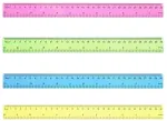 Rtrtgs 4 vnt. 30 cm plastikinė liniuotė, spalvinga permatoma liniuotė su centimetrais ir coliais mokyklai, biurui, namams