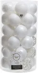 Kalėdinės dekoracijos, plastikiniai burbulai 6 cm x 37 vnt. rinkinys su ornamentais