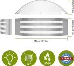 Wondlumi sieninis &scaron;viestuvas E27 nerūdijančio plieno Ip44 Led lauko &scaron;viestuvas 230 V i&scaron;lenktas balkono sieninis &scaron;viestuvas lauke, įskaitant 1 x 12 W Led &scaron;iltai baltą lemputę