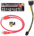 Riser Pci-e 1x - 16x Usb 3.0 Sata 6-pin ver 009s Plus - 8 kondensatoriai