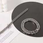 Kryzalite&reg; vyri&scaron;ka apyrankė, 2 vnt., nerūdijančio plieno bizantijos grandinėlė, 19 cm, sidabrinė nerūdijančio plieno apyrankė vyrams, kubieti&scaron;ka grandinėlė