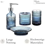 Whole Housewares | Vonios kambario rinkinys | 4 dalių vonios aksesuarų rinkinys | Muilo dozatorius, padėklas, stiklinė, dantų &scaron;epetėlių laikiklis | Mozaikinis stiklas (mėlynas)