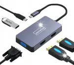Adapteris Hub Skirstytuvas 5in1 Usb-c 3.1 2x Hdmi 4k Vga Usb 3.0