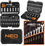 Neo Tools galiniai raktai 1/4" 55 el. + kombinuoti raktai 6-19 mm 8x