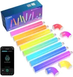 Lepro Ai Glide sieninis &scaron;viestuvas Wl1, sieninis &scaron;viestuvas su integruotu balso atpažinimu, muzikos sinchronizavimas, palaiko Alexa ir Google Assistant, Ai &scaron;viesos dizaino asistentas žaidimų vakarėlio sienų dekoravimui, 8 dalys ir 4