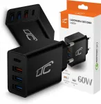 Ltc 60w tinklo įkroviklis: 4xusb, Usb-c Pd 20w, Usb-a Qc 3.0