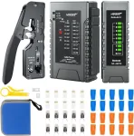 Rj45 gnybtų replių rinkinys, tinklo įrankių rinkinys, skirtas rj45 rj11 rj12, tiesioginis ethernet gnybtų presavimas cat5 cat6ae, tinklo įrankis su telefono jungtimi ir kabelių testavimu