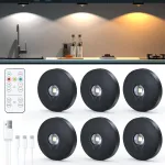 Usb įkraunamas led prožektorius su nuotolinio valdymo pulteliu, belaidis led ap&scaron;vietimas vitrinoms su laikmačio funkcija, ap&scaron;vietimas po spintele, spintelių ap&scaron;vietimas, magnetinis &scaron;viestuvas su atminties funkcija (juodas, 6 vnt., 3