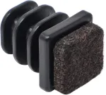 Adsamm&reg; / 32 x lameliniai kam&scaron;čiai su veltiniu/juodi/skersmuo 11 x 11-13 x 13 mm/kvadratiniai/baldų slydimo elementai plieninėms kėdėms/galiniai dangteliai kvadratiniams vamzdžiams