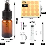Pipetiniai buteliukai 10 ml, 6 vnt. pakuotė, rudas stiklinis buteliukas su pipete, mažas rudas stiklinis pur&scaron;kiamas buteliukas, buteliukas su la&scaron;intuvu, stiklinis buteliukas su 5 įrankiais eteriniams aliejams, kvapams, vaistininko buteliukas