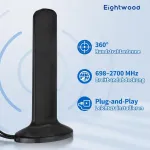 Eightwood 4g lte antena sma magnetinė antena kryptinė antena vidaus 3m antenos kabelis, skirtas 3g 4g lte mar&scaron;rutizatoriui modemui kamerai gsm vie&scaron;osios interneto prieigos ta&scaron;kui ir kt.