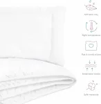 Patalynės komplektas Baby Comfort vaiki&scaron;kos lovelės antklodės ir plok&scaron;čios pagalvės užpildo komplektas 135 x 100 cm, tinkamas naudoti i&scaron;tisus metus, baltas me&scaron;kiukas