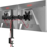 Duronic Steel Dm252 dvigubas Lcd Led monitoriaus stovo laikiklis su pakreipimu ir pasukimu (pakreipimas &plusmn;45&deg; pasukimas 180&deg; pasukimas 360&deg;) + 2 metų garantija
