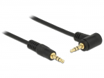 KABELIS AUDIO MINIJACK 3.5MM M/M 3 PIN KAMPINIS 90" 0.5M JUODA DELOCK