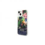 Dėklas GUESS Hardcase Flower Liquid Glitter GUHCP14MLFLSB galinis dangtelis, Apple, iPhone 14 Plus, Mėlyna, 6,7 "