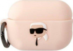 Apple AirPods Pro 2 Karl Lagerfeld silikoninis Karl Head 3D light ausinių dėklas rožinės spalvos