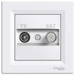 Schneider EPH3400321 Lizdas antenowe Asfora TV-SAT przelotowe 8dB balta su ramką EPH3400321
