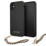 Apple iPhone 11 Guess dėklas Saffiano Chain (GUHCN61SASGBK) juodos spalvos