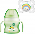 MAM 150 ml mokomasis puodelis su rankenėlėmis STARTER CUP, 4+ mėn. ir čiulptukas 0+ mėn., žalias