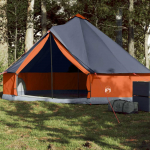 &Scaron;eimos palapinė, pilka ir oranžinė, &scaron;e&scaron;iavietė, tipi