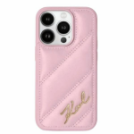 Apple iPhone 13 / 14 / 15 Karl Lagerfeld Diagonal Quilted Script (KLHCP15SPQDSMGP) dėklas telefonui rožinės spalvos