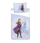 Patalynė bawełniana 140x200 Frozen Kraina Lodu 8346 Anna Elsa Olaf poszewka 70x90 melsva bałwanek dziecięca