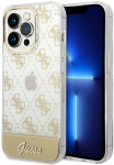 Guess GUHCP14LHG4MHG Apple iPhone 14 Pro6,1" auksinis kietasis dėklas 4G &scaron;ablono scenarijus
