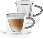 Terminiai puodeliai su lėk&scaron;te su dviguba sienele kavai ir arbatai DOUBLE 160 ml 2 vnt.
