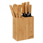 5five Simply Smart Bamboo Virtuvės aksesuarų rinkinys bambukiniame bloke: 6 peiliai ir 5 indai
