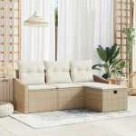 Lauko baldų komplektas Sofos komplektas su pagalve 4 pcs poliratanas