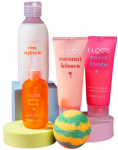 All Of You Set I Love: Coconut Kisses Hydrating Losjonas kūnui, 75 ml + Pina Colada Bath Bomb, 120 g + Golden Sands Refreshing Body Pur&scaron;kiklis, 100 ml + Sweet Treats Hydrating Du&scaron;o želė For All Skin Types, 75 ml + Cosy Night's Hydrating Du&scaron;o želė For ...