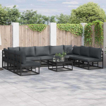 Sodo Sofų Rinkinys su pagalve 9 pcs Juoda Aliuminis