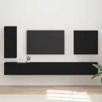 TV staliukas TV sieninio kabineto komplektas 6 vnt. Juoda