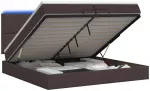 Otmana lova su matracsu ir LED Tamsiai rudas 200 x 200 cm