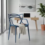 Artseries Moderni mėlyna ažūrinė LOFT kėdė svetainei, valgomajam, virtuvei, sodui