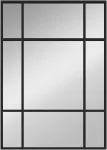 Sieninis veidrodis su metaliniu rėmu ir 9 segmentų tinkleliu, juodas, 50 x 2 x 70 cm