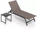 Sodo gultas su ratukais ir &scaron;oniniu staliuku, rudas, 190&ndash;164 &times; 69 &times; 36&ndash;101 cm