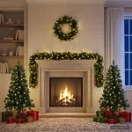 Mini kalėdinių eglučių rinkinys 120 cm 275 LED &Scaron;ilta balta PVC