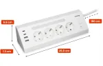 Huslog 15W Charging Station: 4 Outlets, 2 USB-C Ports, 2 USB Ports, 1 Baltas LED Light
