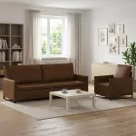 Sofa Sofos komplektas 2 vnt. Ruda Dirbtinė zom&scaron;a