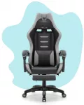 Hells Chair Vaiki&scaron;ka žaidimų kėdė su kojų atrama ir reguliuojamu atlo&scaron;u, juoda ir pilka