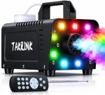 TAKRINK dūmų generatorius 900 W su 8 RGB LED, 16 spalvų ir belaidžiu pulteliu YWJ108