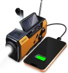 FosPower ne&scaron;iojamasis avarinis radijas su saulės baterija, rankiniu generatoriumi ir 2000 mAh FOSPWB-2376