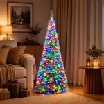 I&scaron;skleidžiama Kalėdų eglutė su LED lemputėmis 120 cm 50 LED PVC