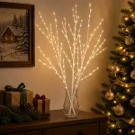 LED varinių &scaron;akų kalėdinė dekoracija 3 vnt. Balta 62 cm Plienas